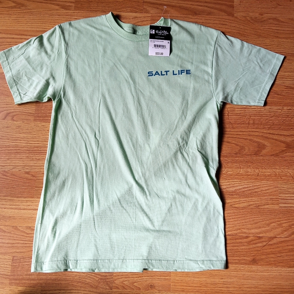 NWT men's Salt Life tee shirt, pastel lime green sz. S. MSRP $22
